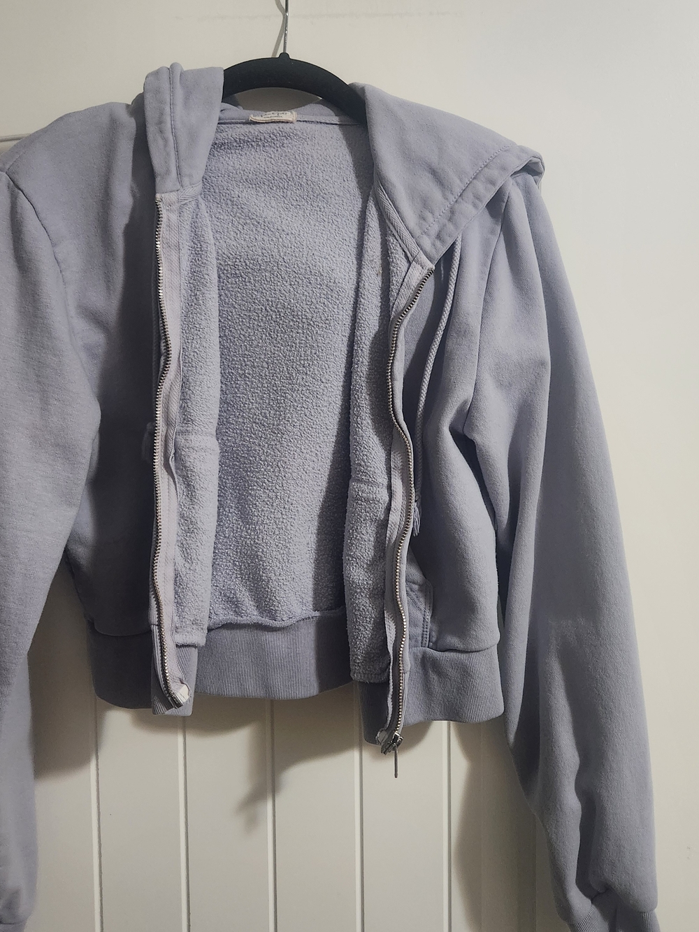 Brandy Melville Light Lavender Cropped Zip Hoodie